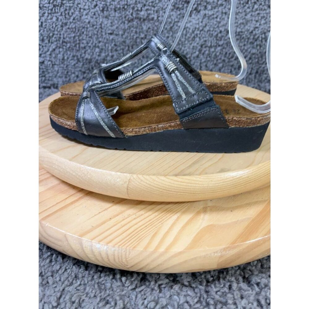 Naot Dana Sandals Womens Size 6 Leather Slip On Cork Midsole Wedge Heel Shoes
